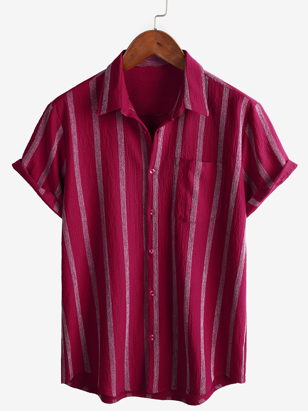 Chemise Hawaïenne Vintage d'Été pour Homme avec Rayures et Boutons sur la Poitrine