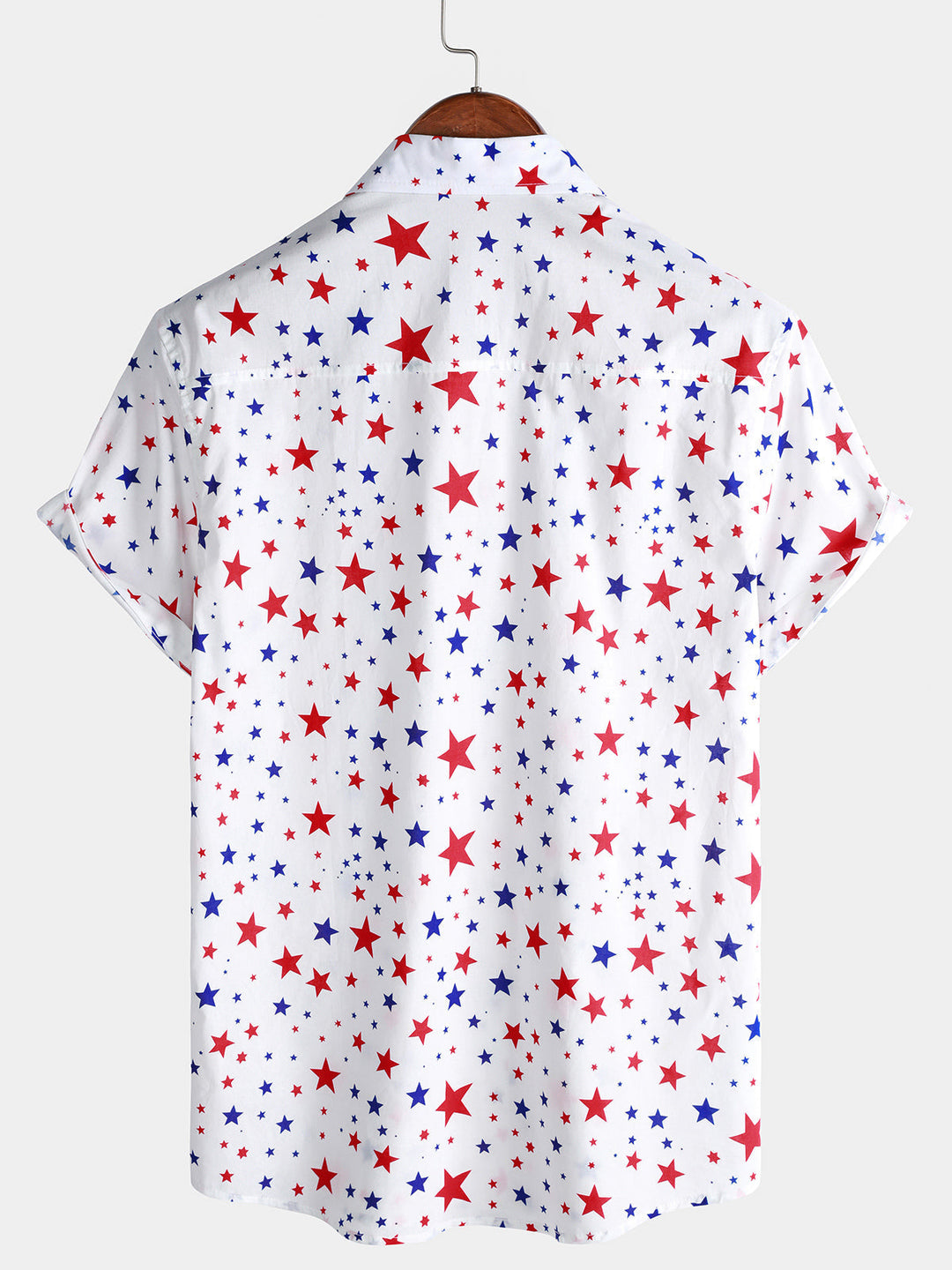 Chemise Homme à Imprimé Étoiles Patriotiques Décontractée Style Vacances Manches Courtes