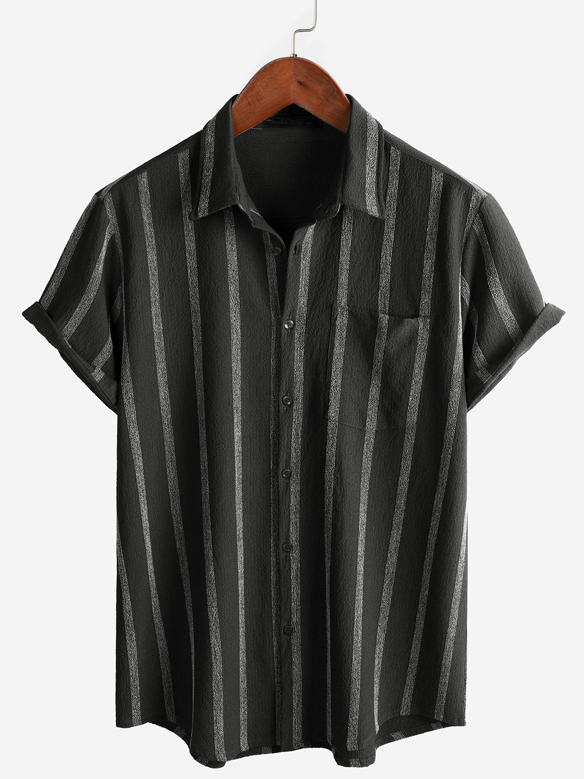 Chemise Hawaïenne Vintage d'Été pour Homme avec Rayures et Boutons sur la Poitrine