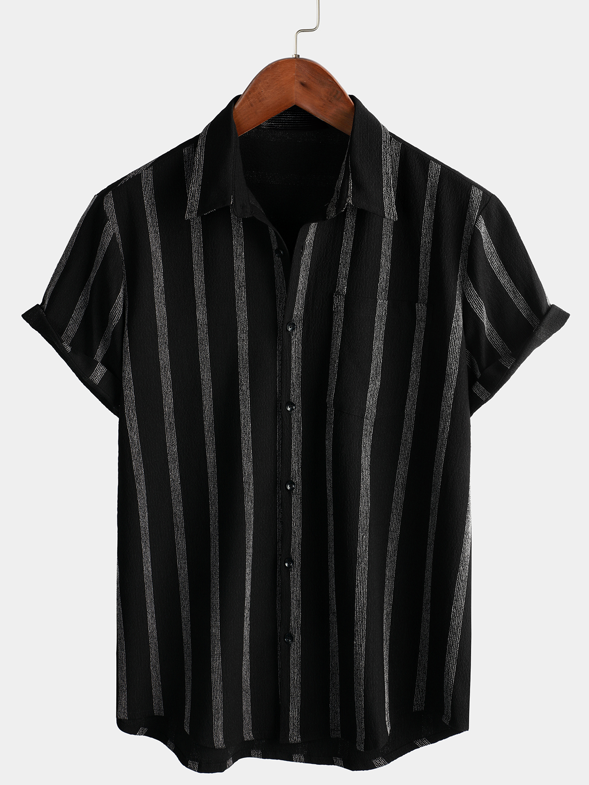 Chemise Hawaïenne Vintage d'Été pour Homme avec Rayures et Boutons sur la Poitrine