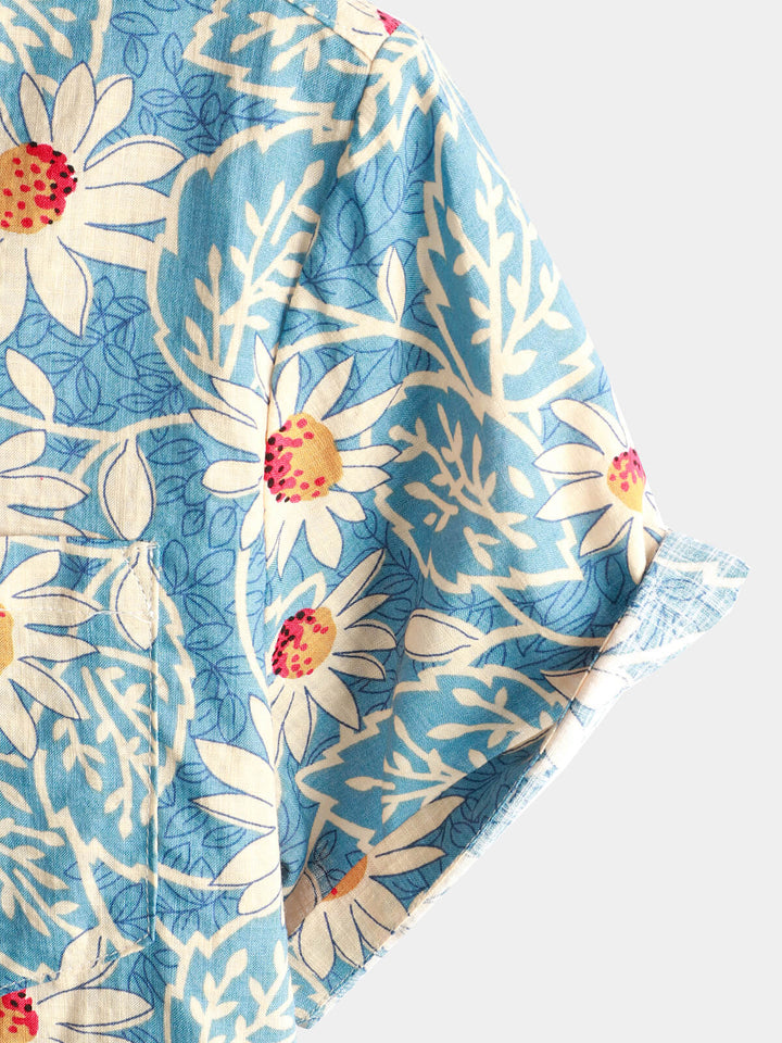 Chemise à fleurs hawaïenne en coton rétro pour homme