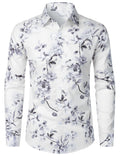 Chemise à manches longues blanche en coton à fleurs pour homme