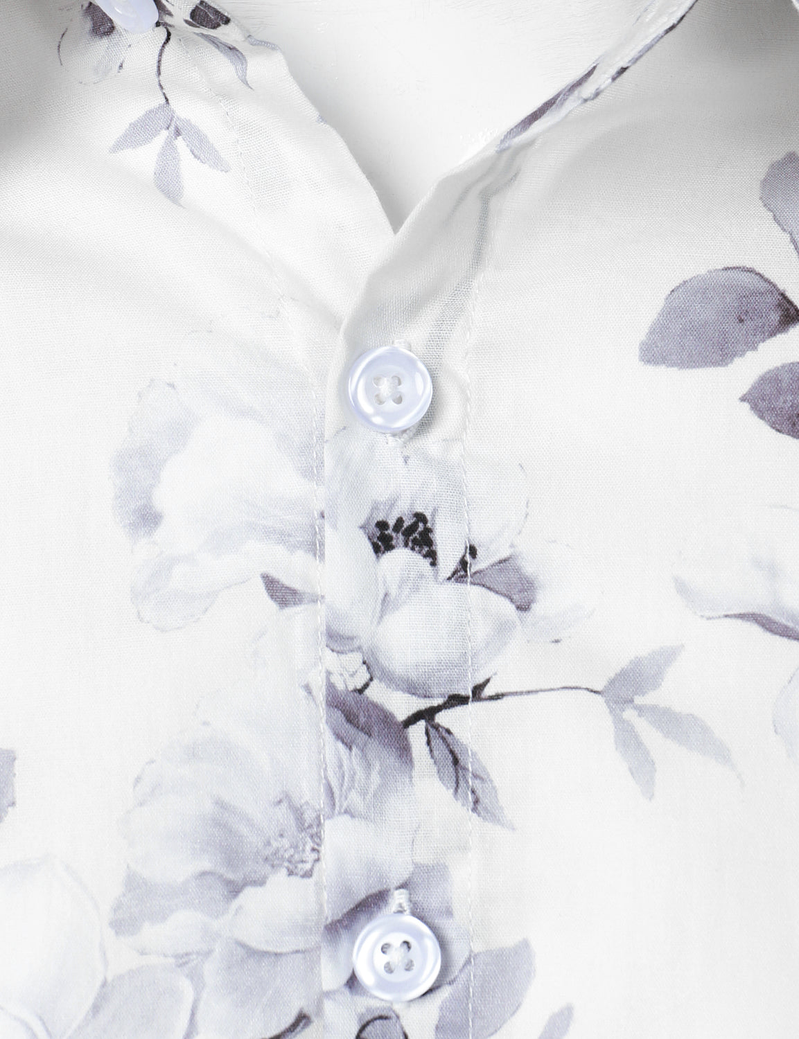 Chemise à manches longues blanche en coton à fleurs pour homme