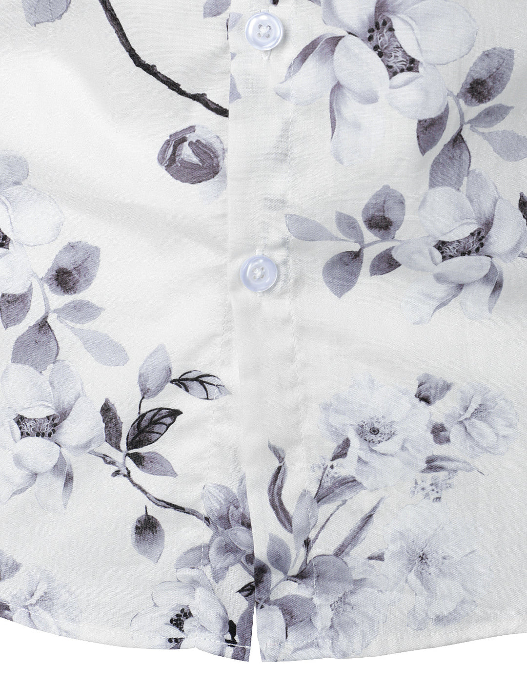 Chemise à manches longues blanche en coton à fleurs pour homme