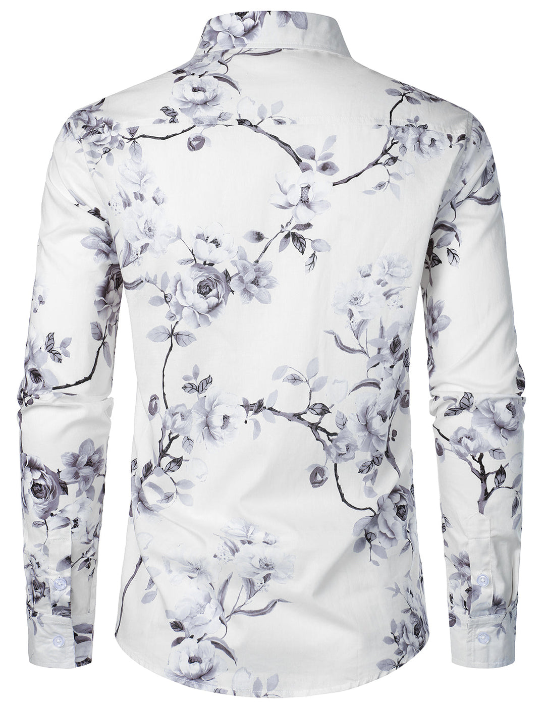 Chemise à manches longues blanche en coton à fleurs pour homme
