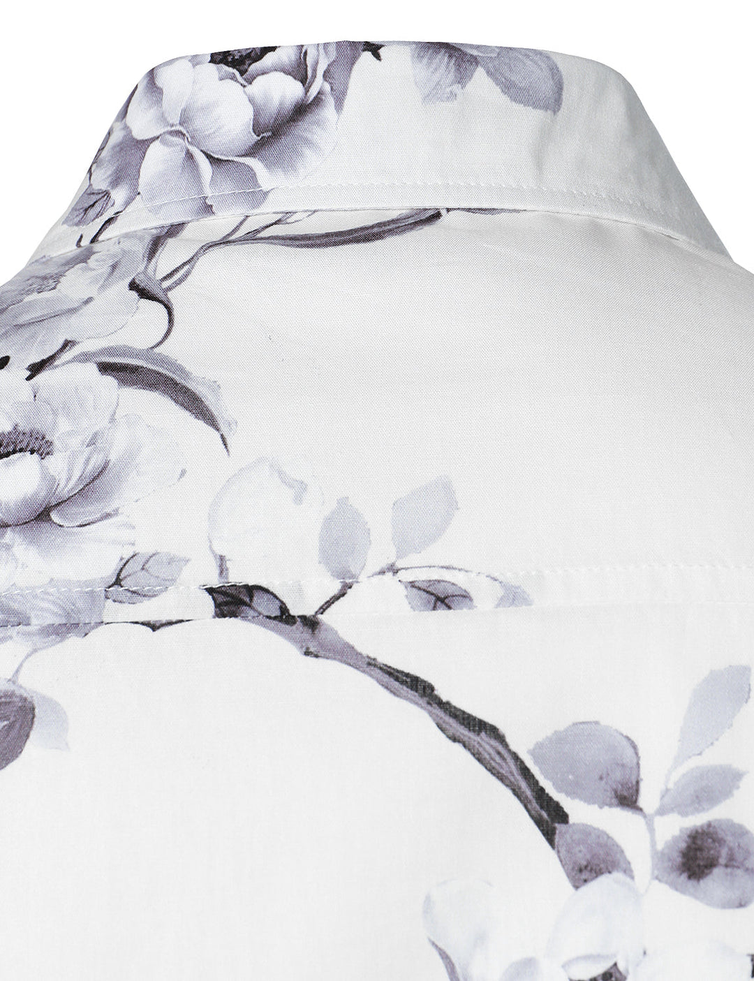 Chemise à manches longues blanche en coton à fleurs pour homme