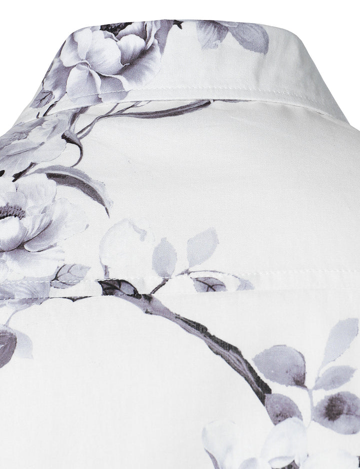 Chemise à manches longues blanche en coton à fleurs pour homme