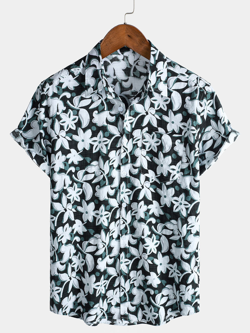 Chemise de Vacances Tropicale Vintage Florale à Manches Courtes pour Homme