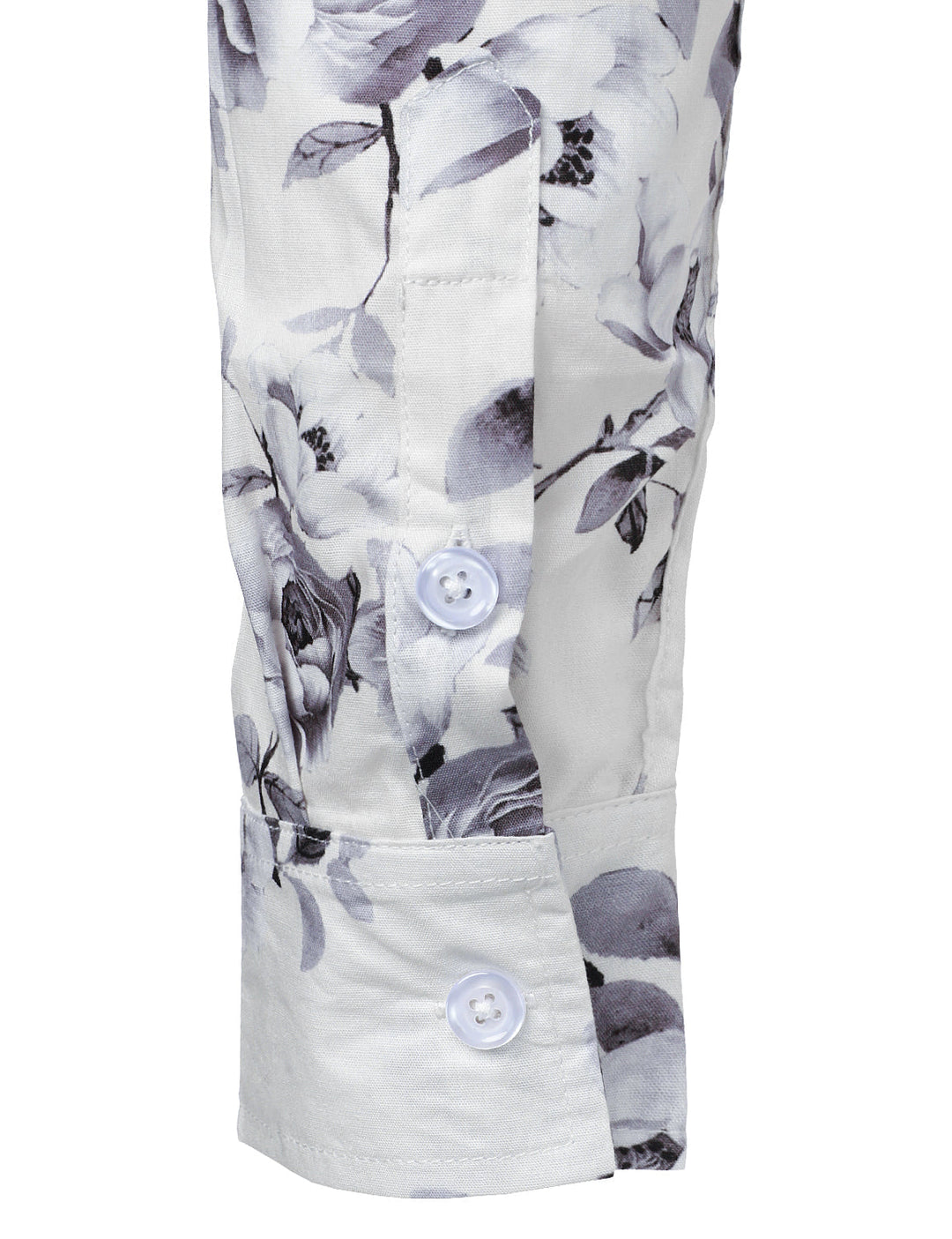 Chemise à manches longues blanche en coton à fleurs pour homme