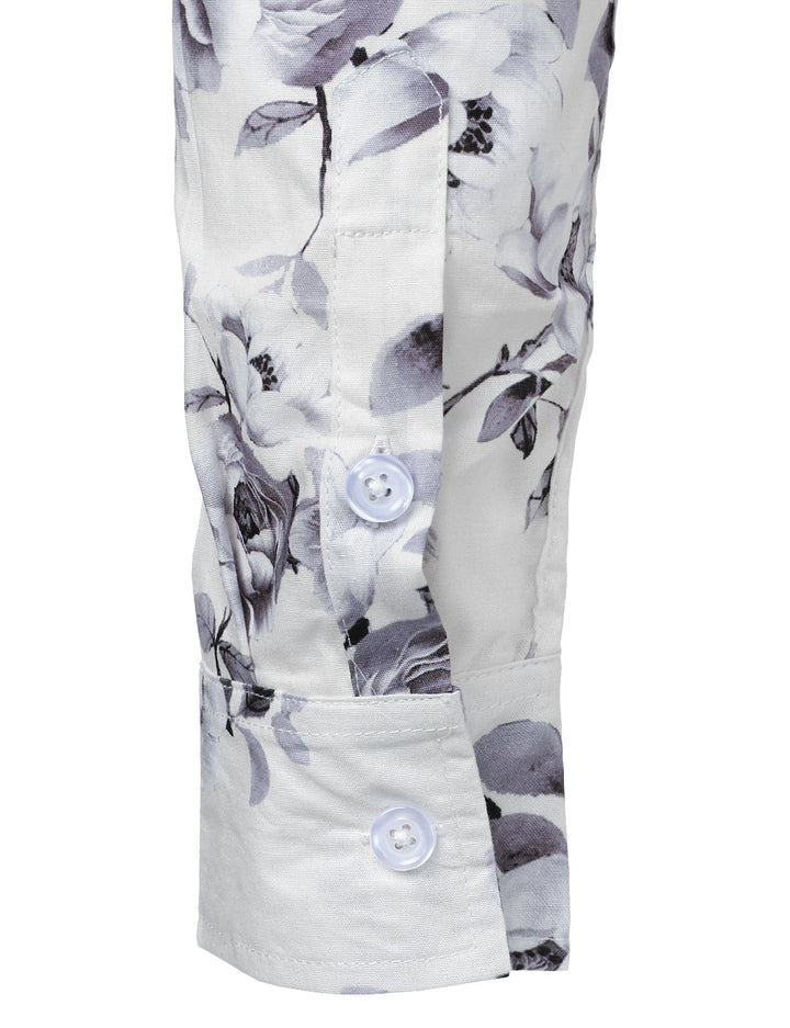 Chemise à manches longues blanche en coton à fleurs pour homme