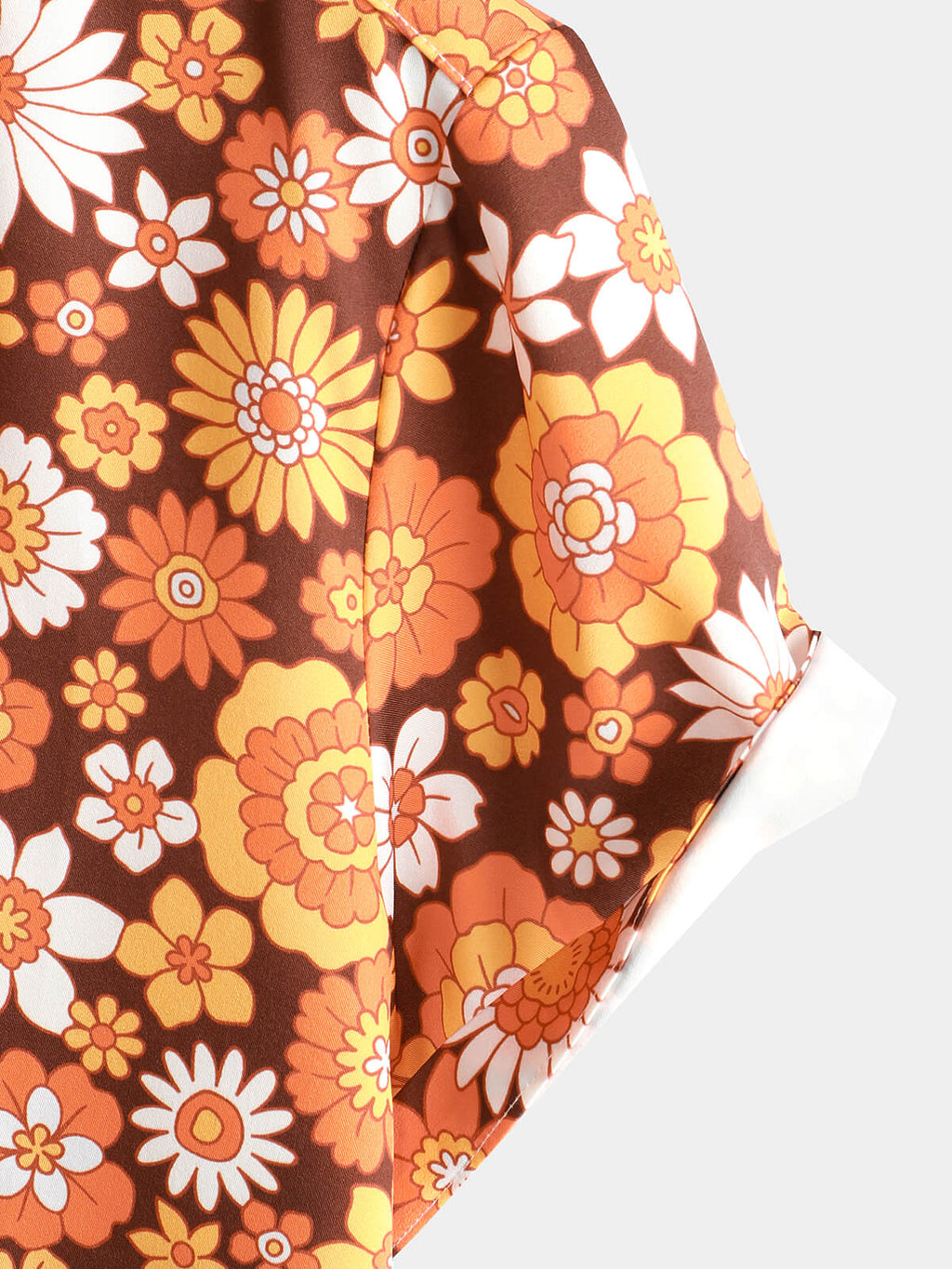 Chemise d'été à manches courtes avec boutons floraux vintage pour homme, thème disco des années 70