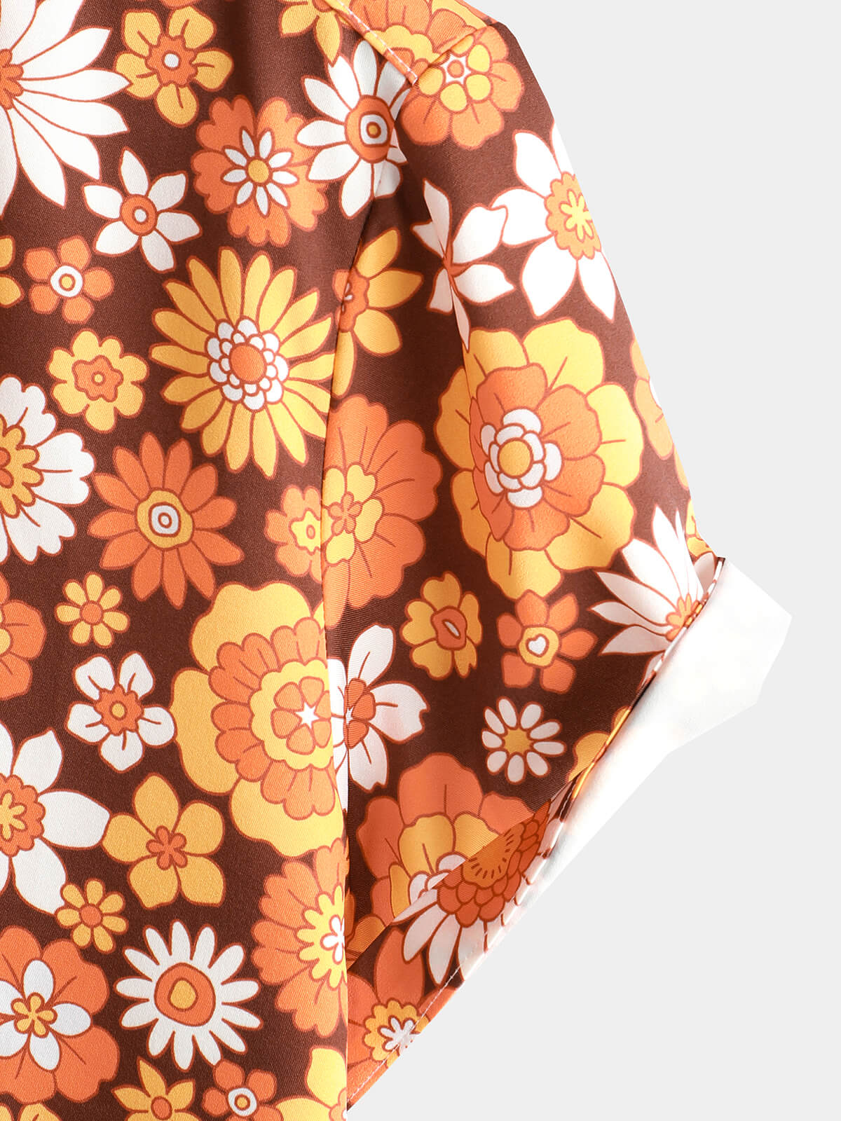 Chemise d'été à manches courtes avec boutons floraux vintage pour homme, thème disco des années 70