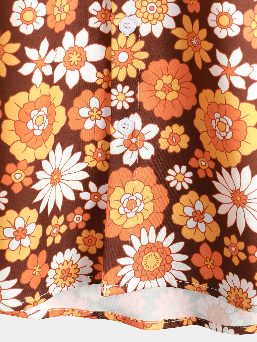 Hommes Vintage Floral Bouton Up Short Sleeve Beach Disco Summer 70s Retro Hawaiian Shirt