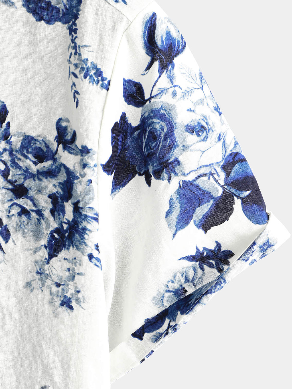 Chemise Hawaïenne à Imprimé Floral Bleu pour Homme, à Manches Courtes, avec Boutons et Col Blanc