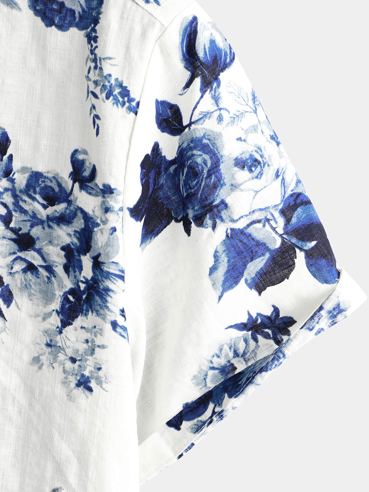 Chemise Hawaïenne à Imprimé Floral Bleu pour Homme, à Manches Courtes, avec Boutons et Col Blanc