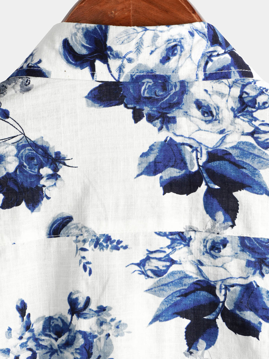 Chemise hawaïenne boutonnée à manches courtes en coton à imprimé floral bleu pour hommes