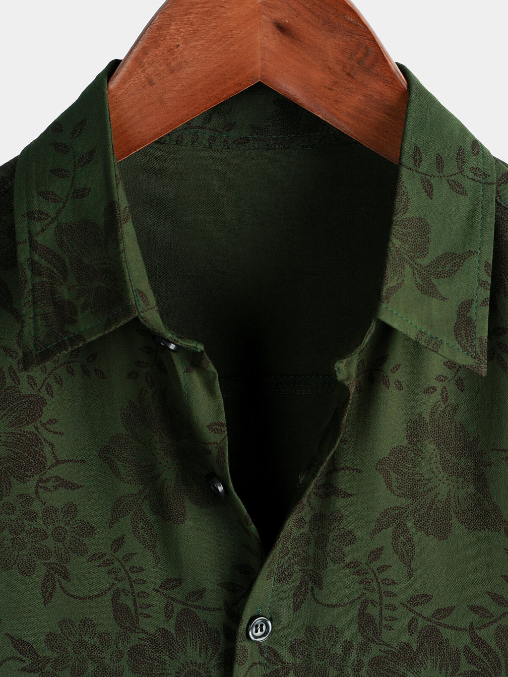 Chemise pour Homme Vintage Hawaïenne à Manches Courtes avec Boutons, Fleurie Vert Foncé pour Vacances à la Plage