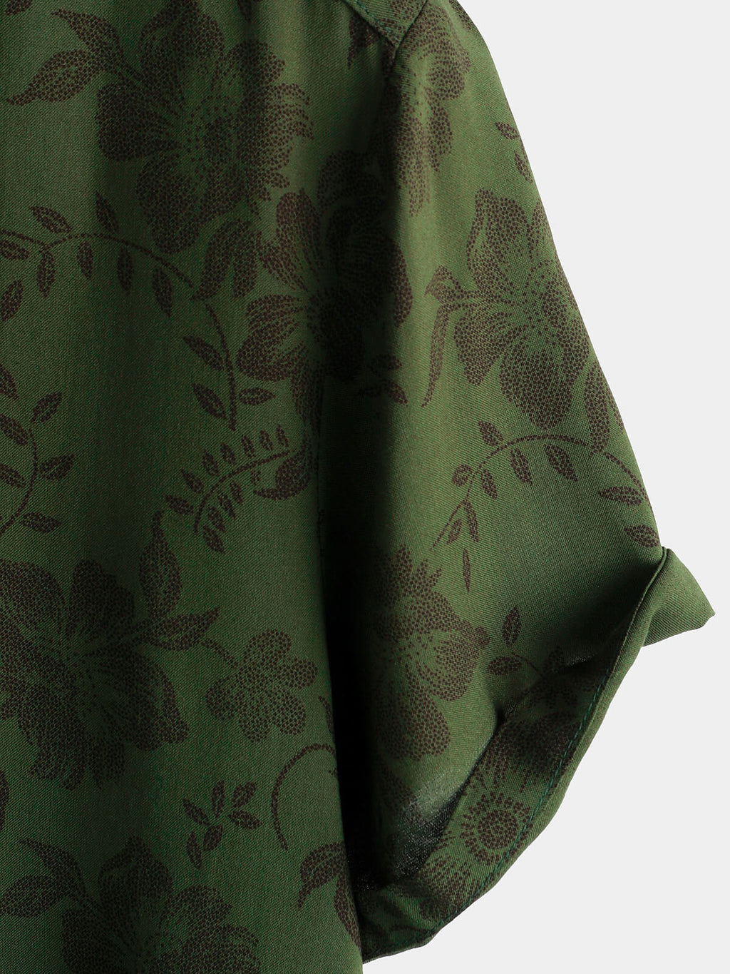 Chemise pour Homme Vintage Hawaïenne à Manches Courtes avec Boutons, Fleurie Vert Foncé pour Vacances à la Plage
