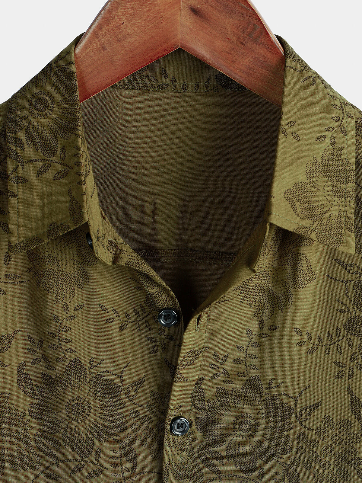 Chemise Vintage Florale Verte pour Homme à Manches Courtes Cool Rétro Été Années 70
