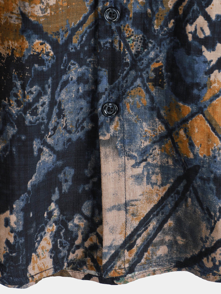 Chemise boutonnée à manches courtes pour homme, motif abstrait, idéale pour les vacances, été