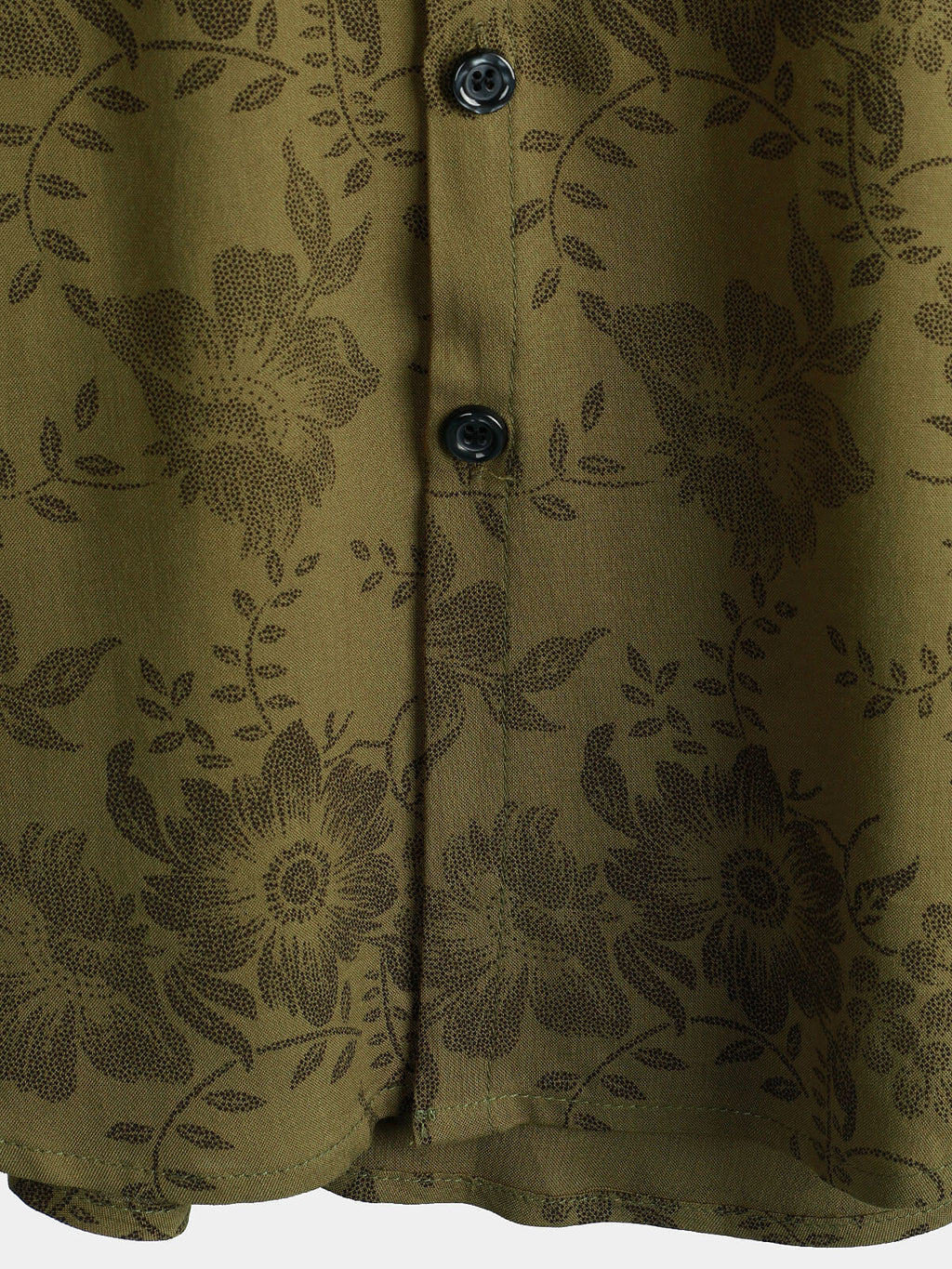 Chemise boutonnée d'été vintage florale verte à manches courtes pour hommes