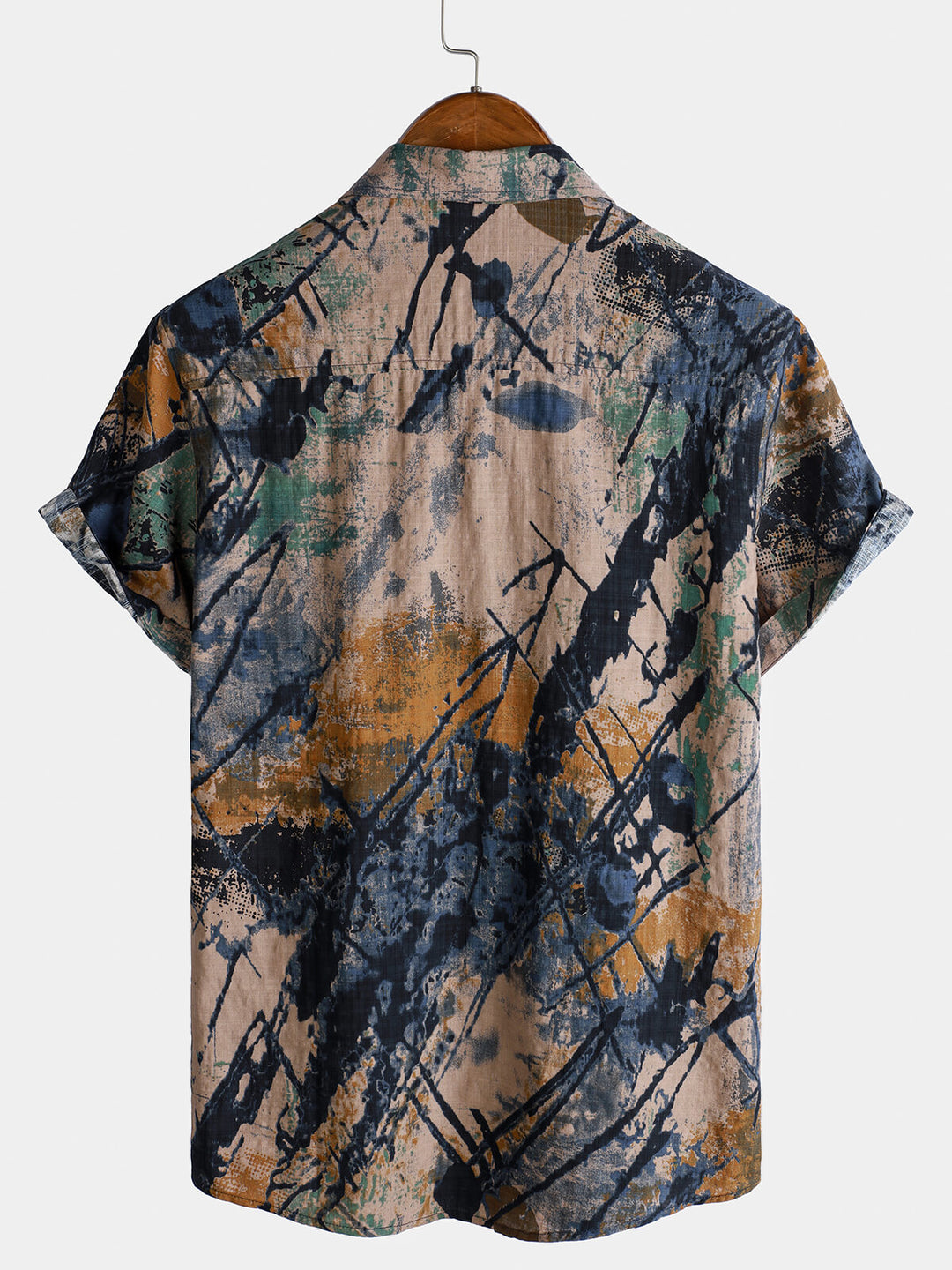 Chemise boutonnée à manches courtes pour homme, motif abstrait, idéale pour les vacances, été