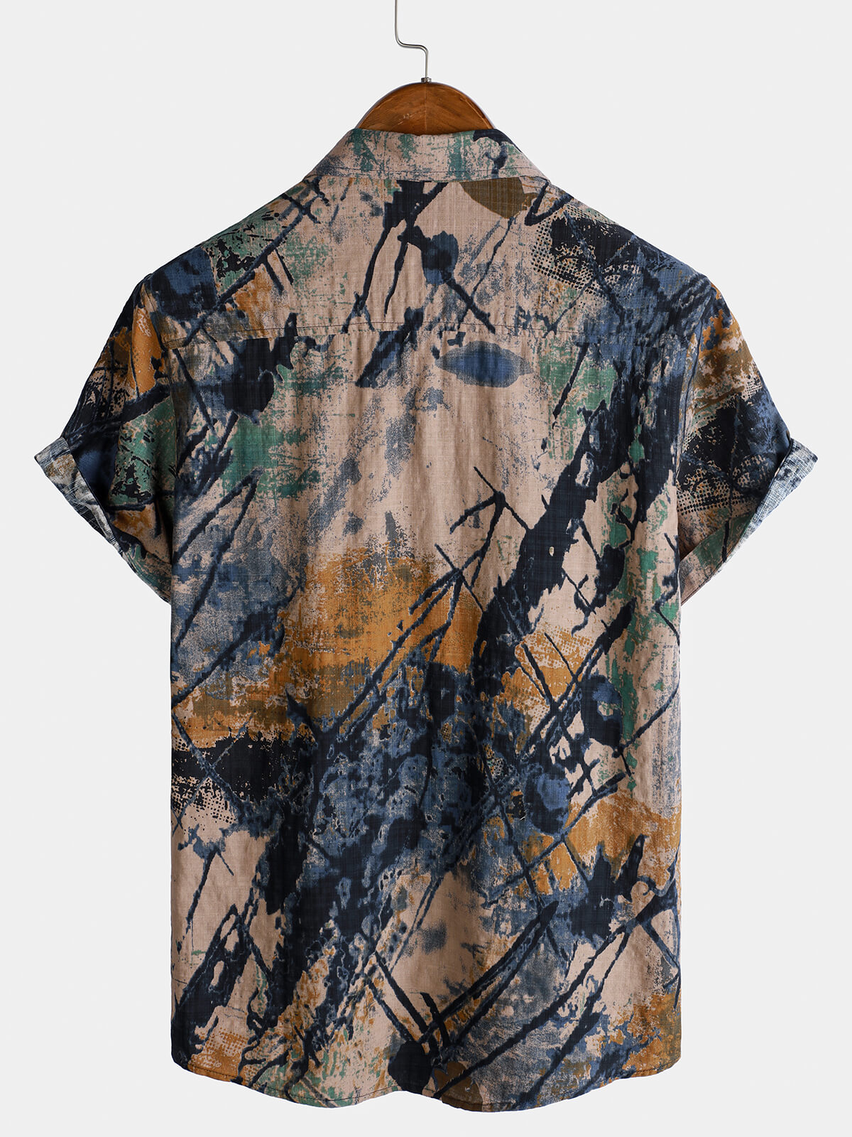 Chemise boutonnée à manches courtes pour homme, motif abstrait, idéale pour les vacances, été