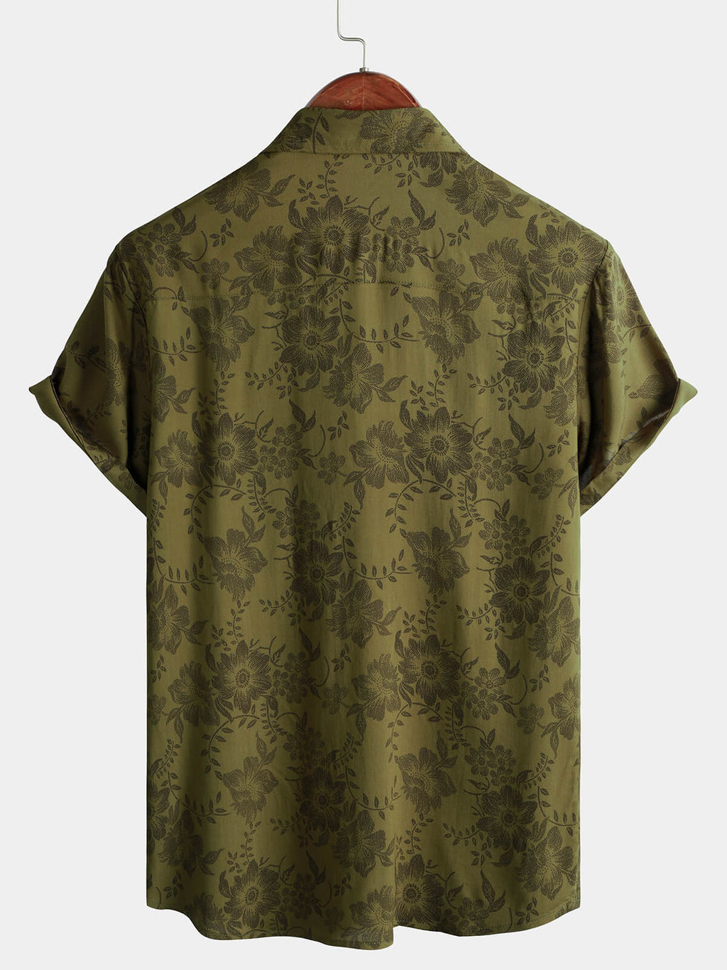 Chemise Vintage Florale Verte pour Homme à Manches Courtes Cool Rétro Été Années 70