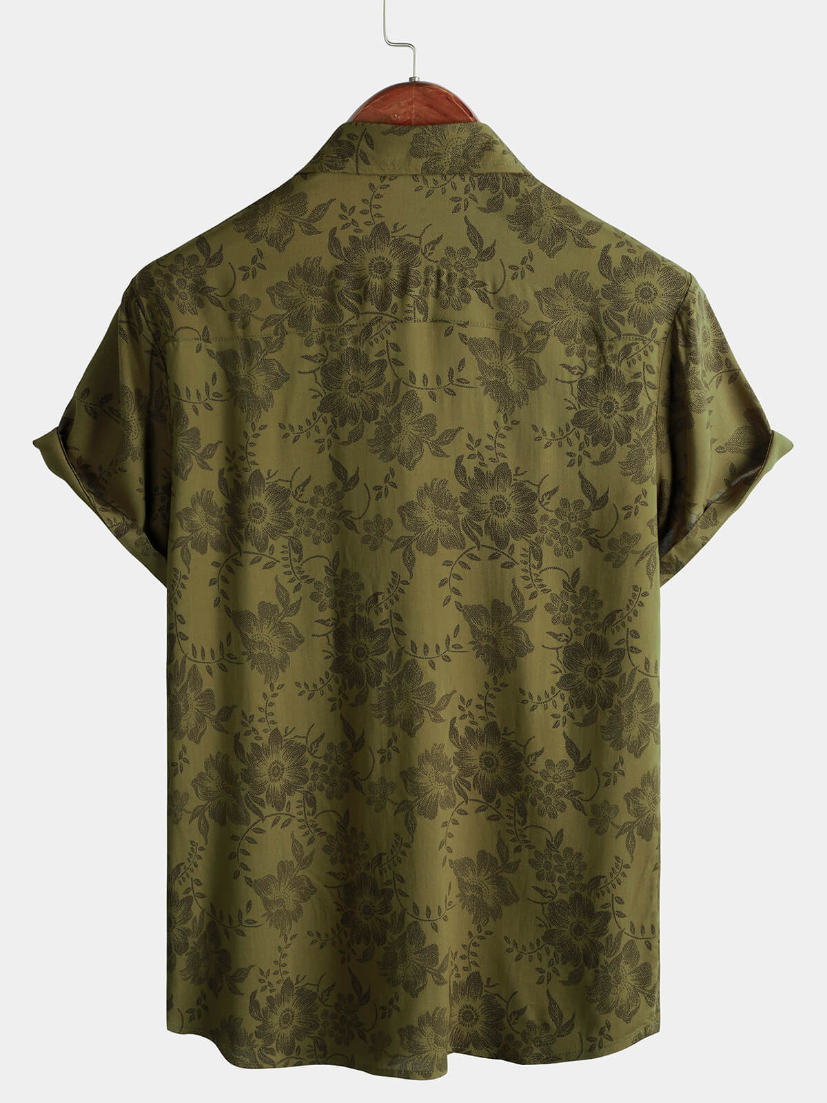 Chemise Vintage Florale Verte pour Homme à Manches Courtes Cool Rétro Été Années 70