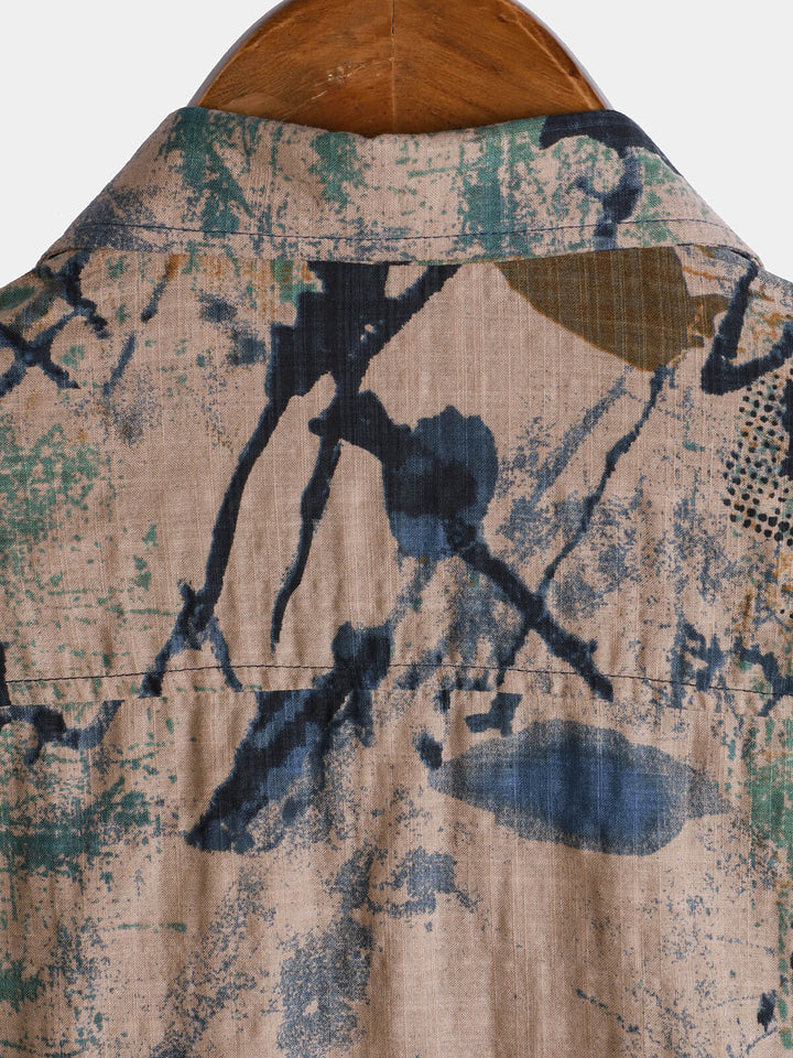 Chemise boutonnée à manches courtes pour homme, motif abstrait, idéale pour les vacances, été