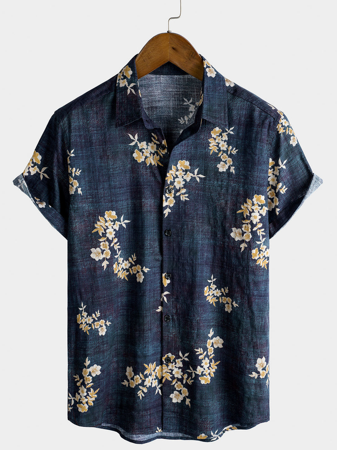 Chemise décontractée pour homme à manches courtes avec imprimé floral