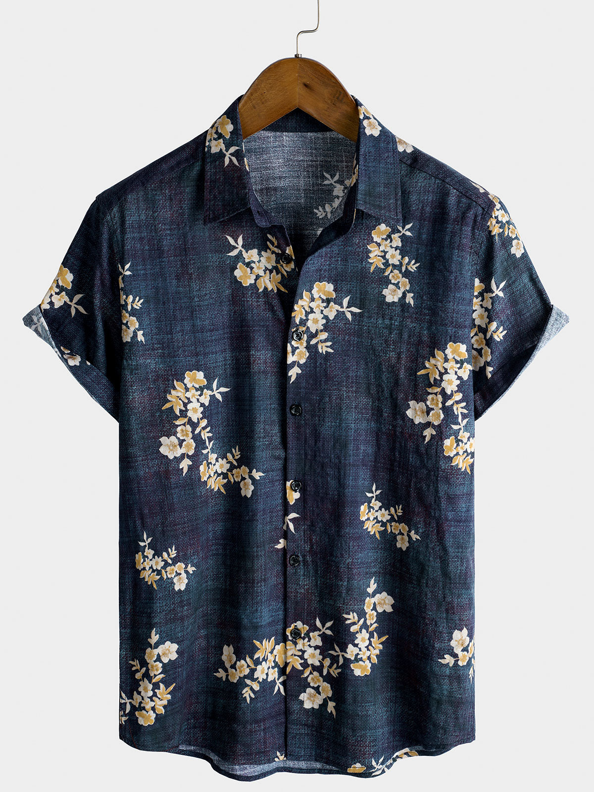 Chemise Casual à Manches Courtes avec Imprimé Floral pour Homme