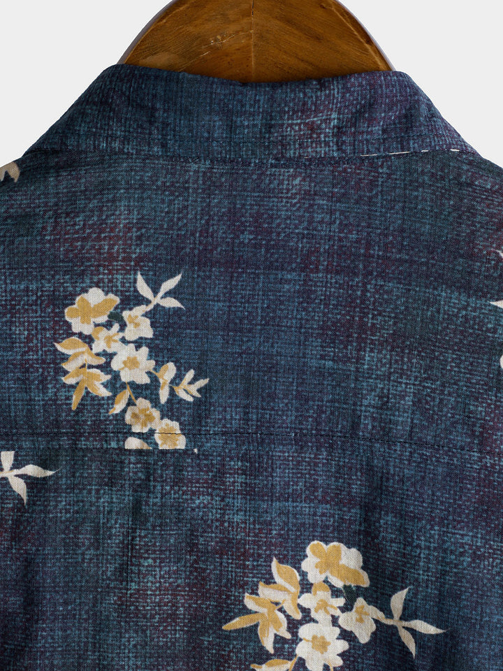 Chemise boutonnée décontractée à manches courtes et imprimé floral pour homme