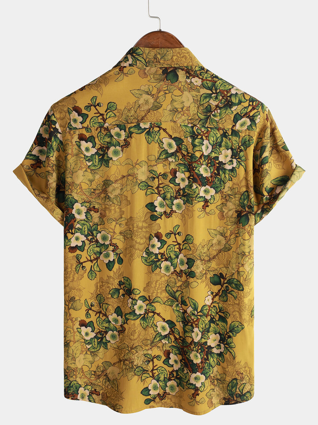 Chemise pour Homme Vintage Décontractée Douce avec Fleurs et Manches Courtes