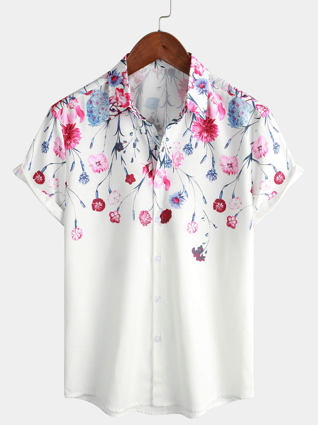 Chemises Florales pour Homme, T-shirt d'Été avec Imprimé Floral et Manches Courtes