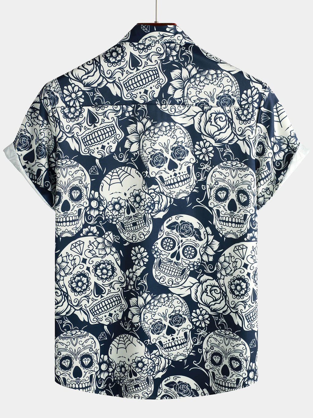 Chemise hawaïenne à manches courtes pour hommes imprimé Floral crâne de sucre Cool boutonnée drôle