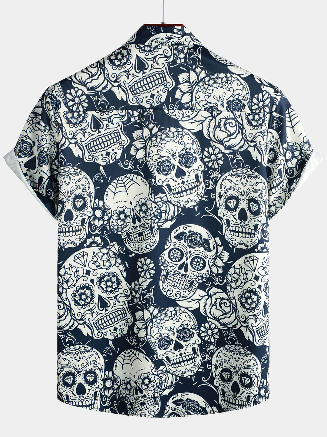 Chemise hawaïenne à manches courtes pour hommes imprimé Floral crâne de sucre Cool boutonnée drôle