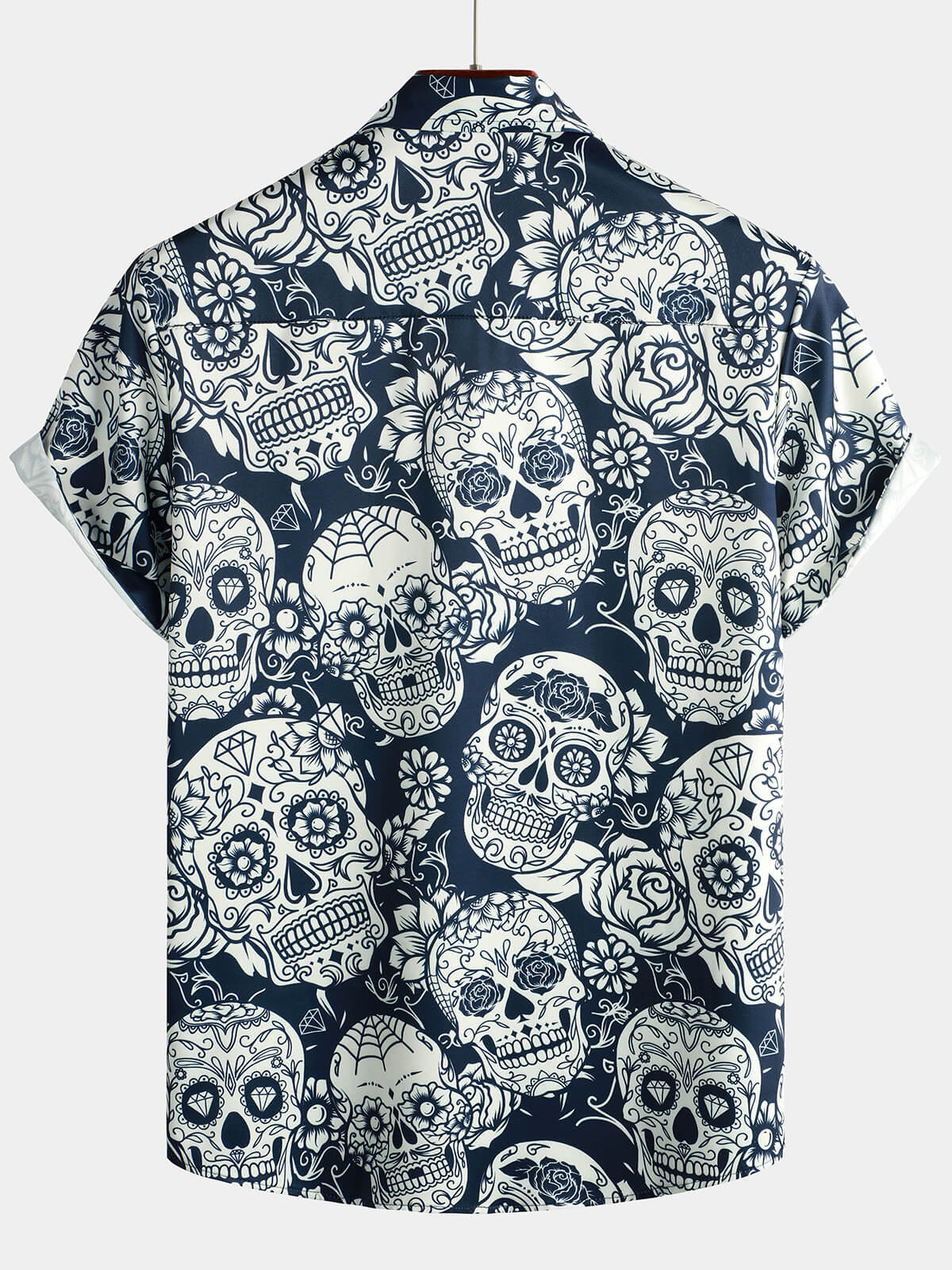 Chemise hawaïenne à manches courtes pour hommes imprimé Floral crâne de sucre Cool boutonnée drôle