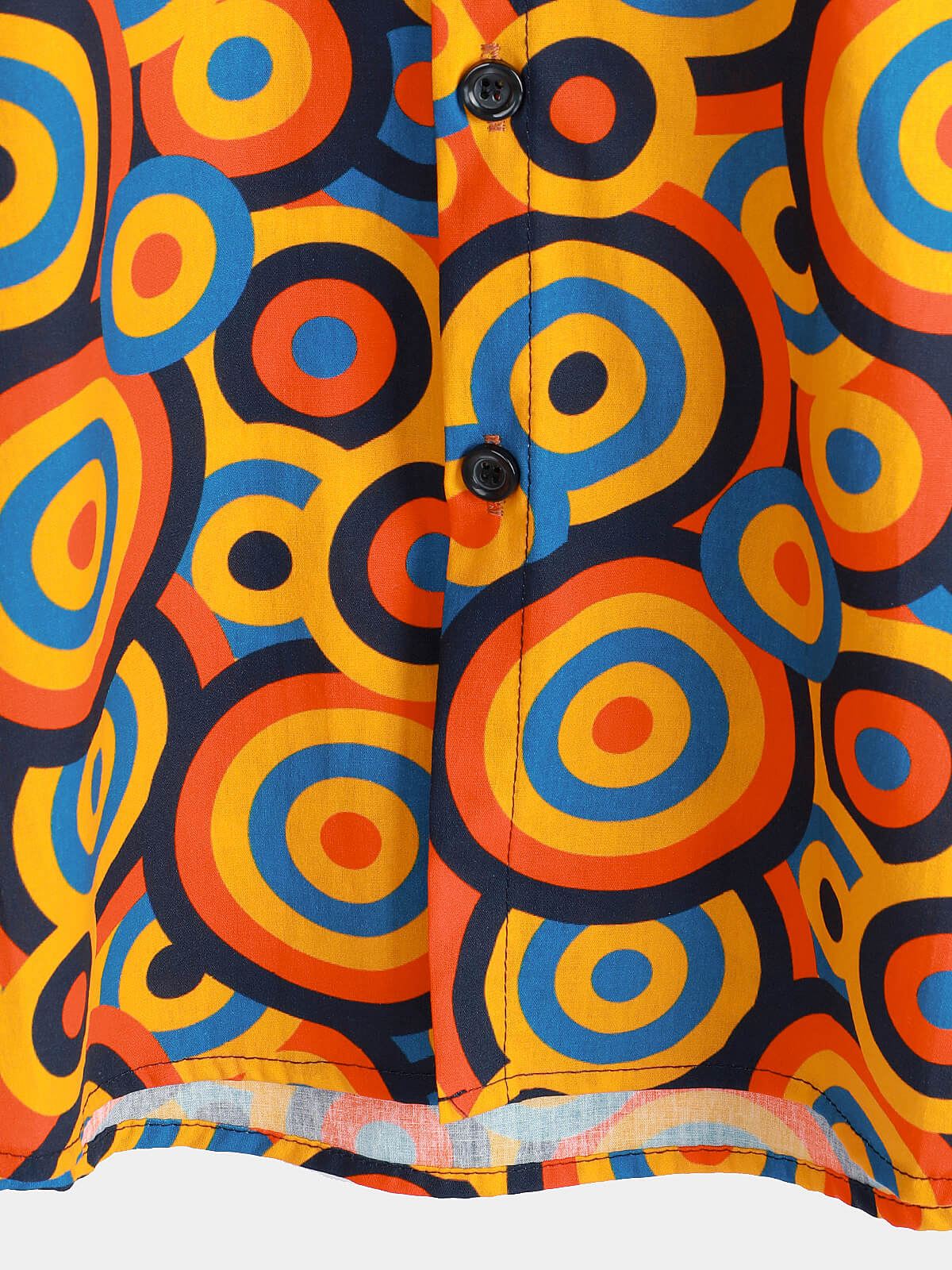 Chemise Vintage Géométrique Orange des Années 70 pour Homme avec Boutons