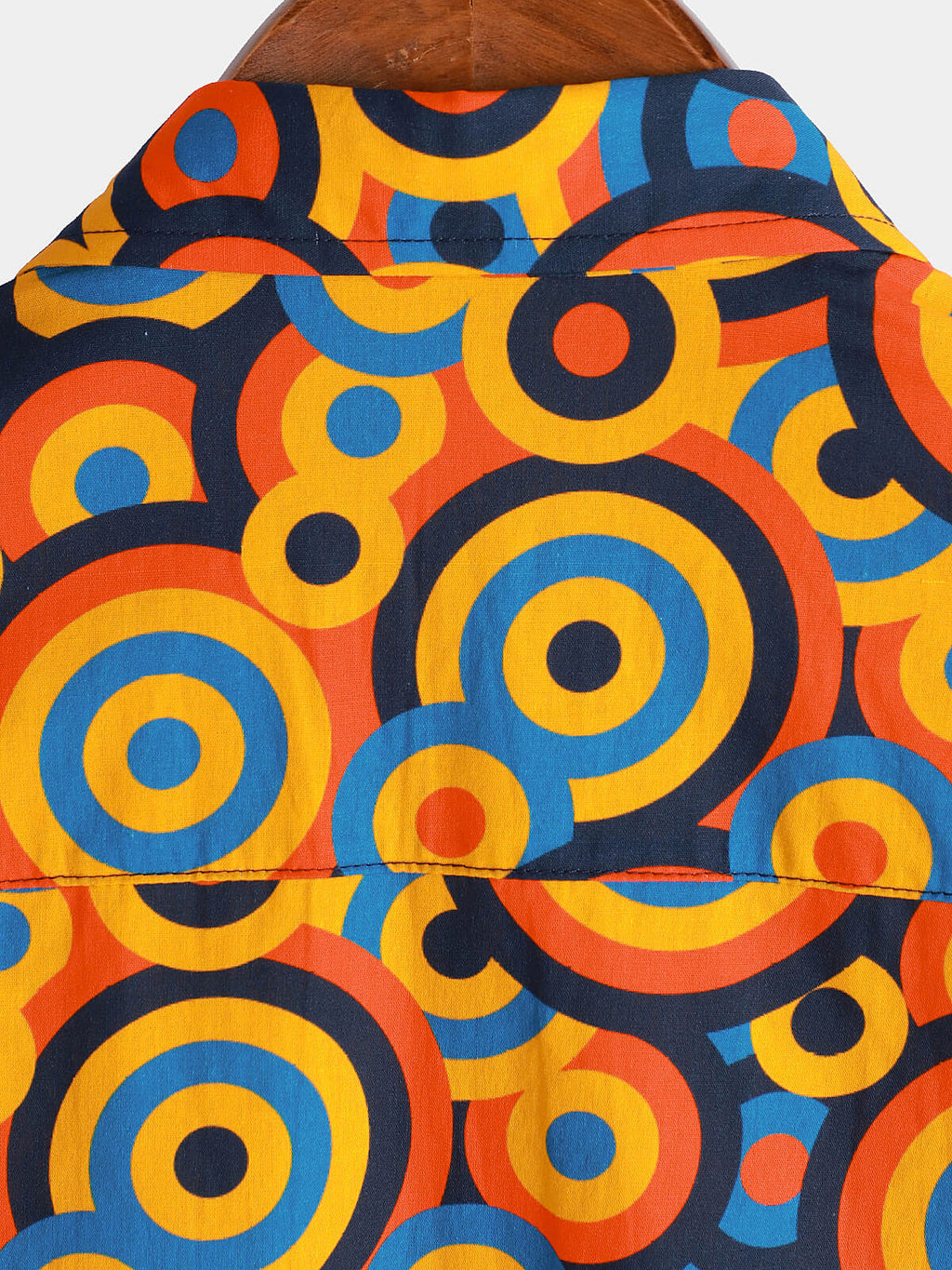 Chemise Vintage Géométrique Orange des Années 70 pour Homme avec Boutons