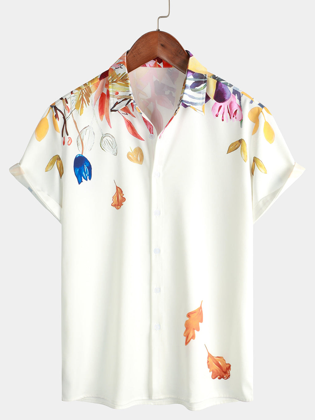 Chemise d'Été Décontractée à Fleurs pour Homme, Boutonnée, à Manches Courtes, Vacances