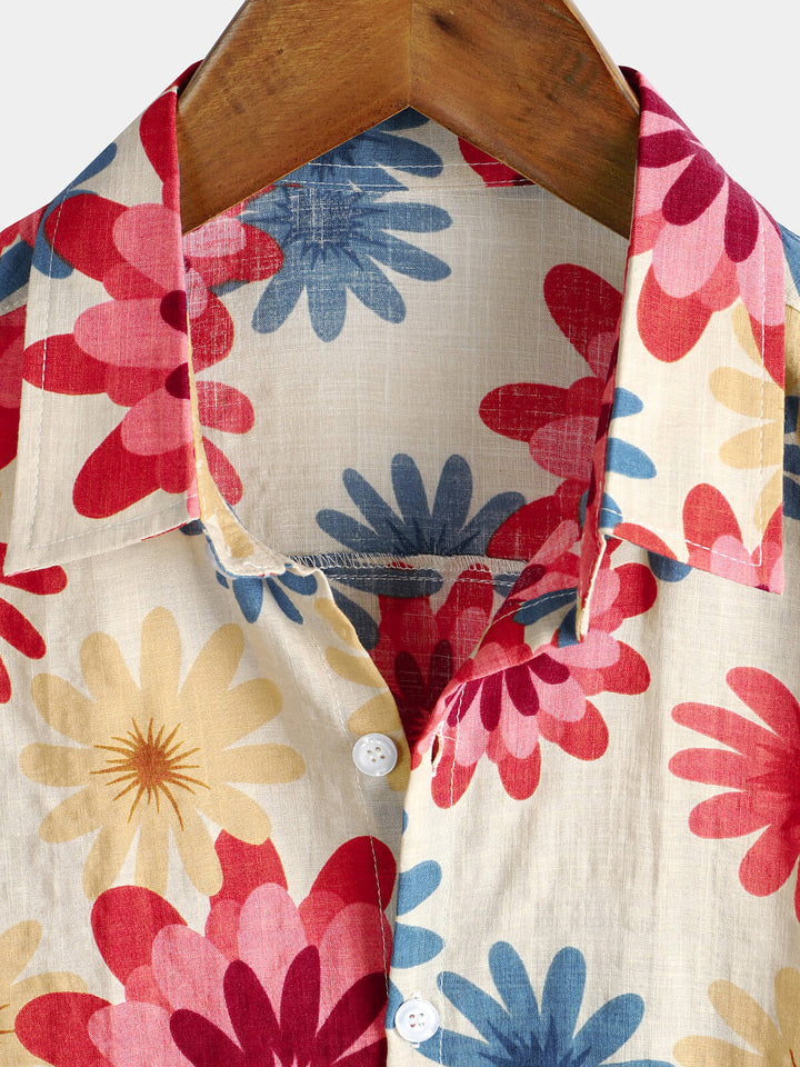 Chemise hawaïenne boutonnée à manches courtes pour hommes