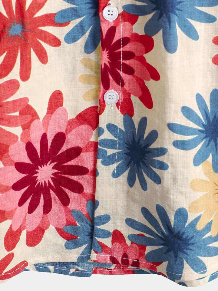 Chemise hawaïenne boutonnée à manches courtes pour hommes