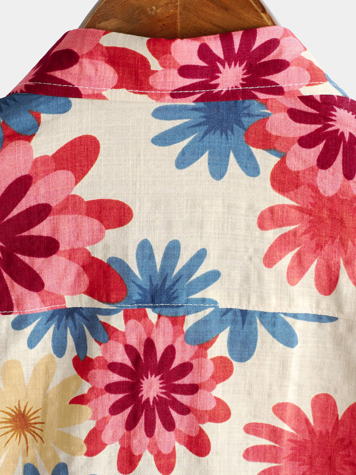 Chemise hawaïenne boutonnée à manches courtes pour hommes
