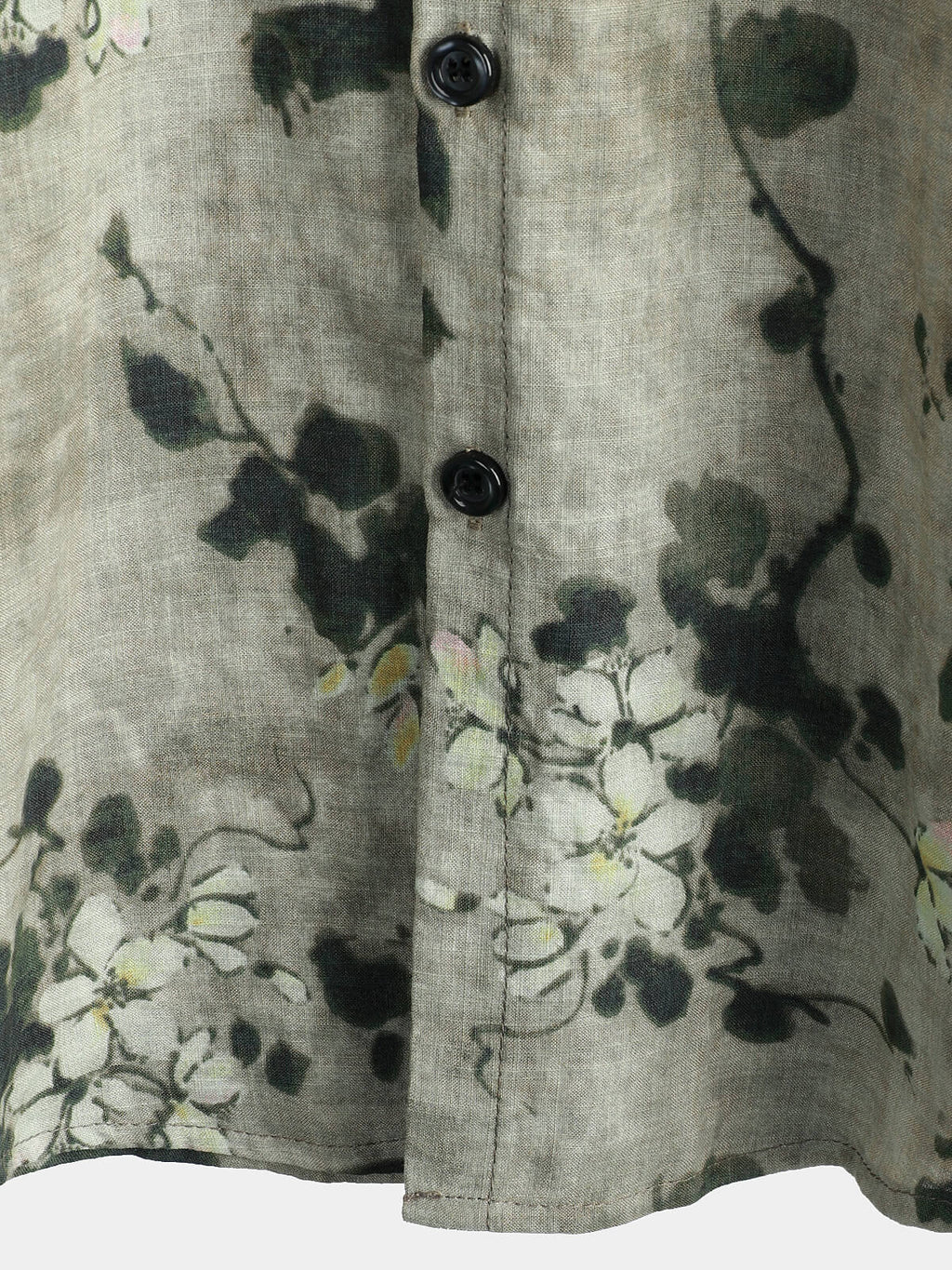 Chemise boutonnée grise à manches courtes respirante en coton vintage à fleurs pour hommes