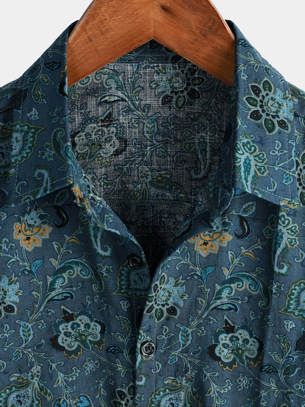 Chemise à manches courtes pour hommes Paisley Vintage Floral Retro Button Up Blue Summer Holiday
