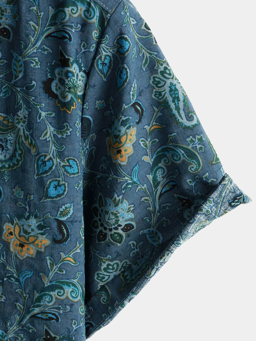 Chemise à manches courtes pour hommes Paisley Vintage Floral Retro Button Up Blue Summer Holiday