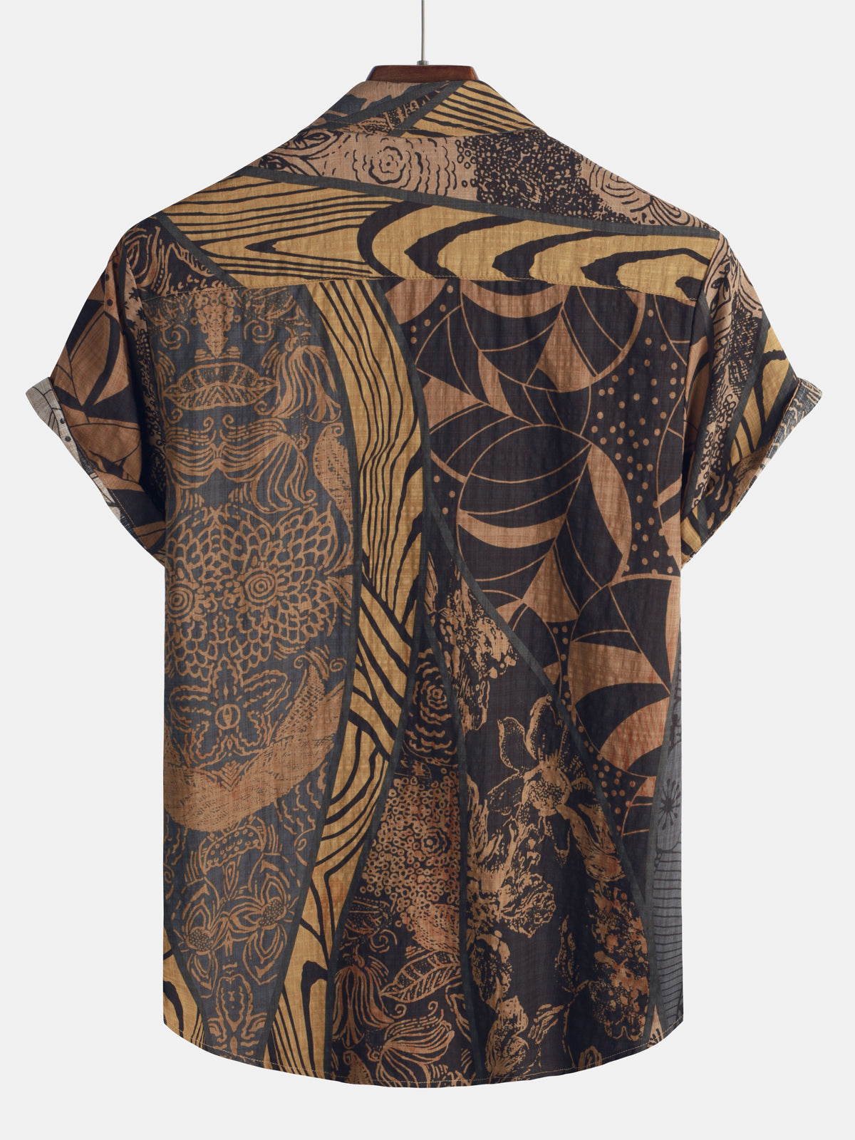 Chemise d'Été Rétro Vintage pour Homme avec Boutons pour Vacances à la Plage à Manches Courtes