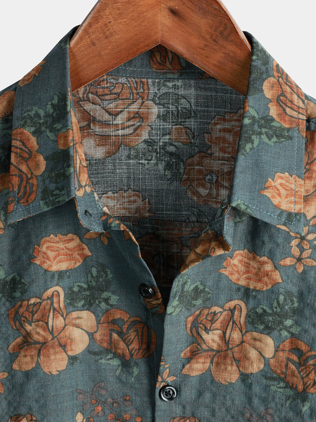 Chemise d'Été Bleu à Boutons Rétro Florale Vintage pour Homme