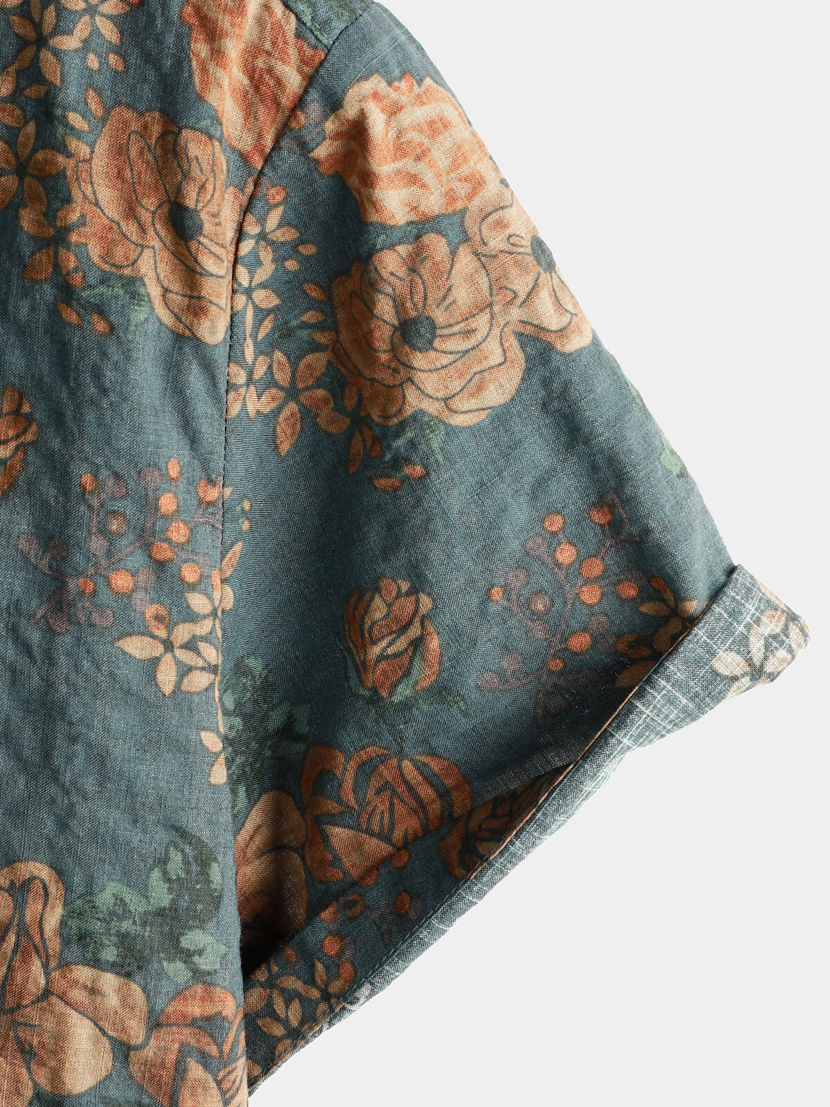 Chemise à manches courtes de vacances d'été bleu vintage à fleurs rétro pour hommes